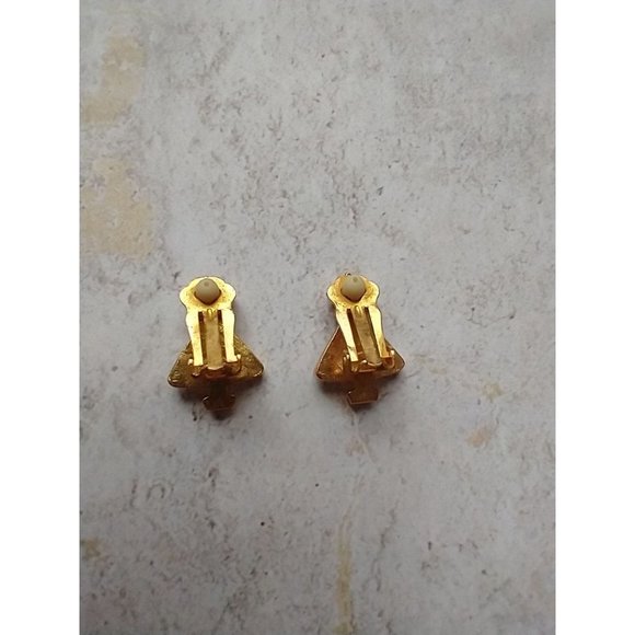 Vintage Christmas Tree Clip On Earrings Holiday Retro Estate Jewelry - Picture 6 of 6